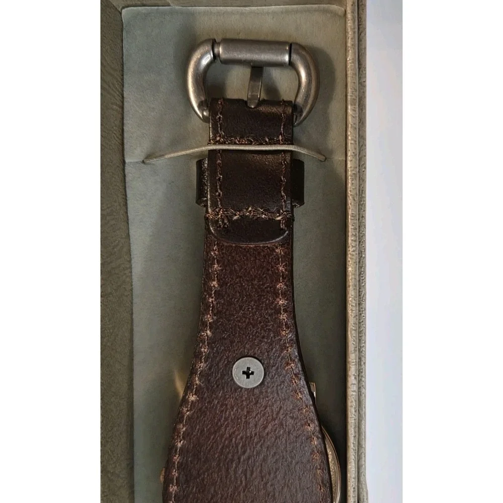 Vintage Dark Brown Leather-Look Eiffel‎ Tower Casual Wrist Watch